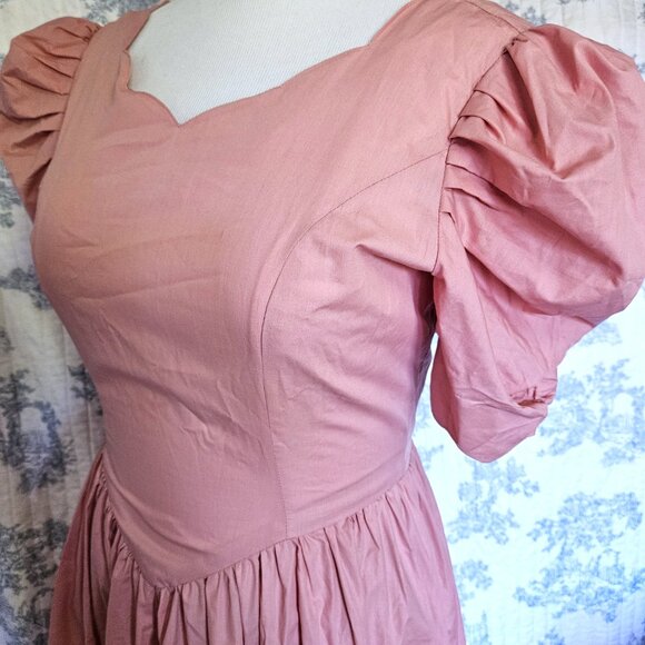 Size M Vintage 1980s Puff Sleeve Maxi Dress As Is - Picture 5 of 12